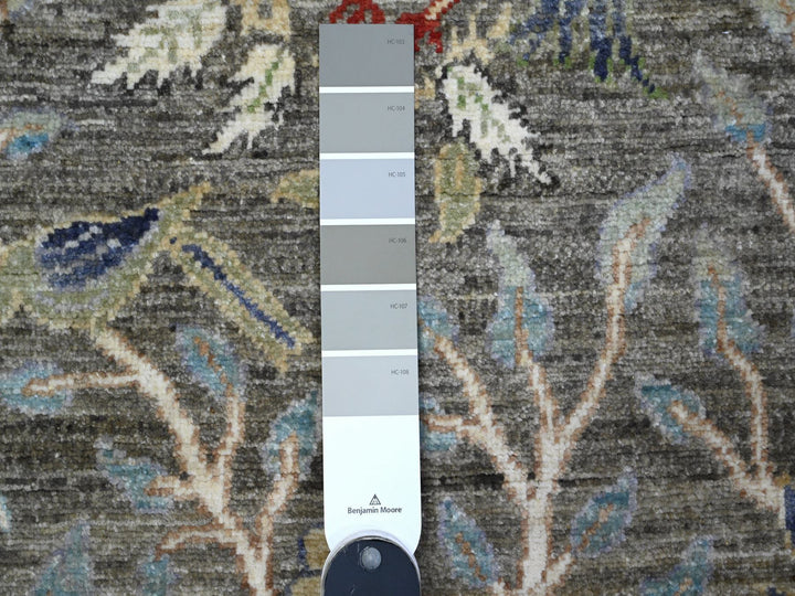 2'6" x 9'9" New Hand Knotted Grey Wool Runner Oriental Rug - MOA10289581