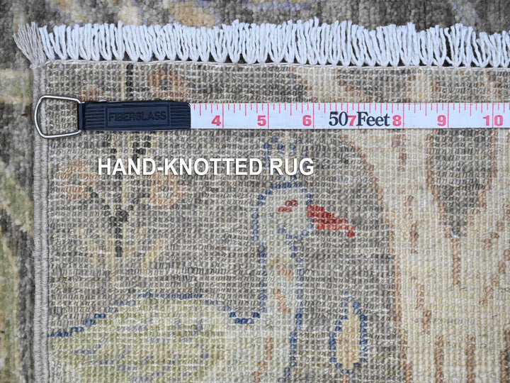 2'6" x 9'9" New Hand Knotted Grey Wool Runner Oriental Rug - MOA10289581