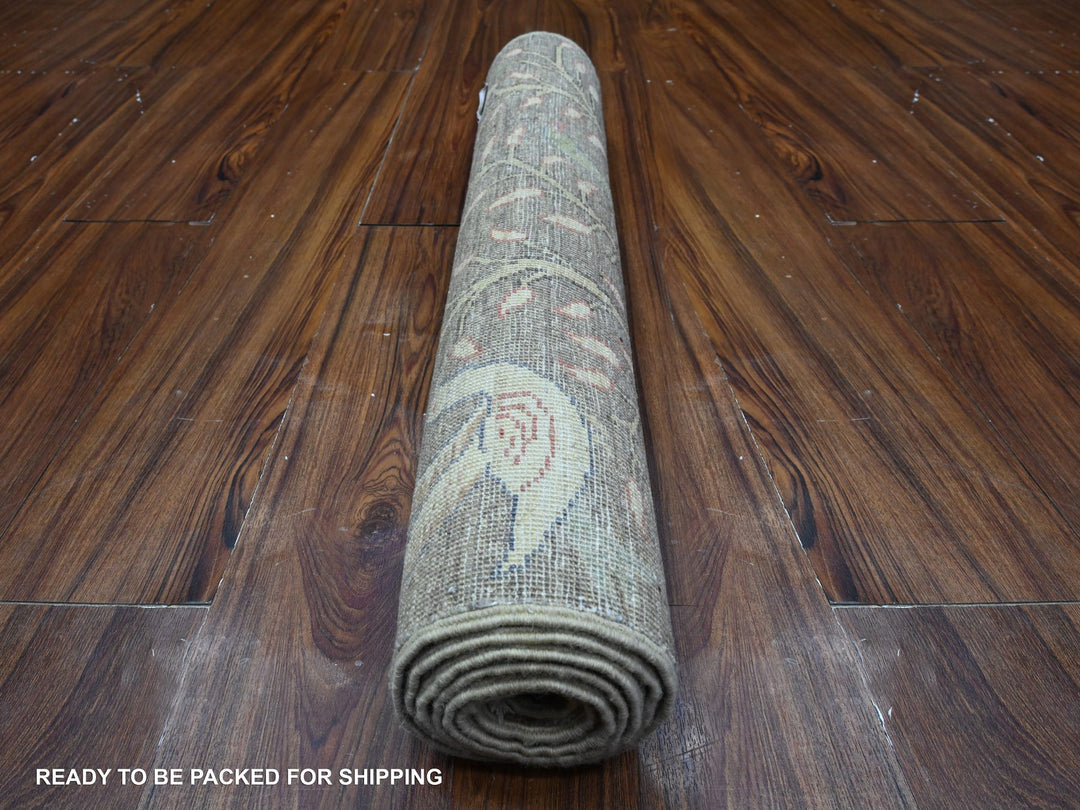 2'6" x 6'2" New Hand Knotted Grey Wool Runner Oriental Rug - MOA10289583
