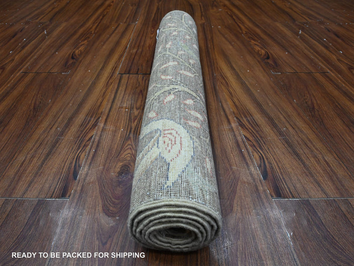 2'6" x 6'2" New Hand Knotted Grey Wool Runner Oriental Rug - MOA10289583