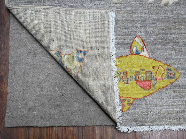 8'0" x 9'11" New Hand Knotted Grey Wool Rectangle Oriental Rug - MOA10289584