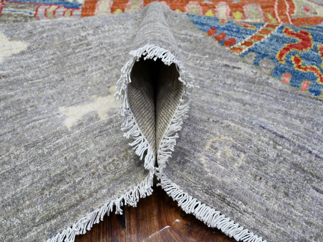 8'0" x 9'11" New Hand Knotted Grey Wool Rectangle Oriental Rug - MOA10289584