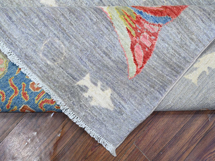 8'0" x 9'11" New Hand Knotted Grey Wool Rectangle Oriental Rug - MOA10289584