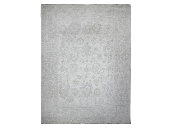 11'4" x 15'5" New Hand Knotted Ivory Wool Rectangle Oriental Rug - MOA10289585