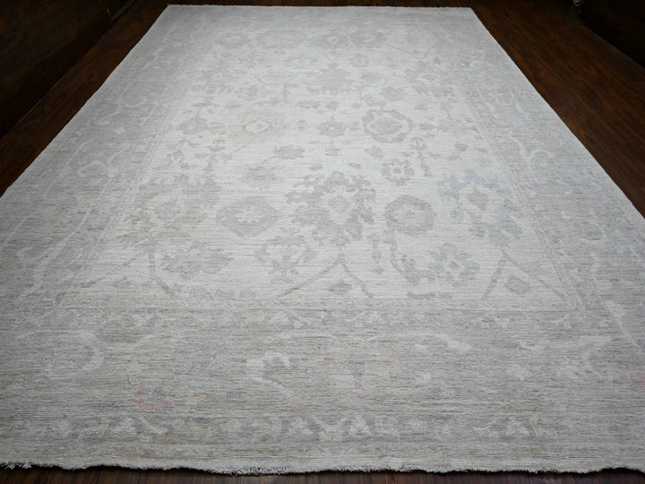 11'4" x 15'5" New Hand Knotted Ivory Wool Rectangle Oriental Rug - MOA10289585