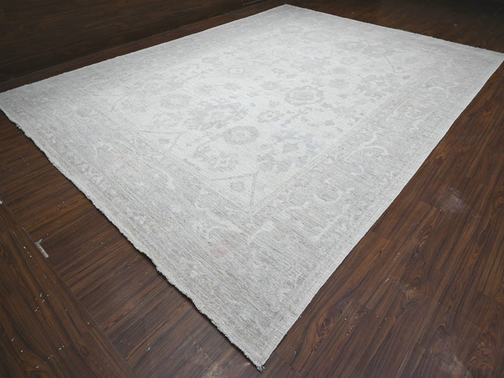 11'4" x 15'5" New Hand Knotted Ivory Wool Rectangle Oriental Rug - MOA10289585
