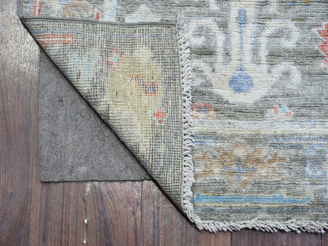2'6" x 15'3" New Hand Knotted Grey Wool Runner Oriental Rug - MOA10289596