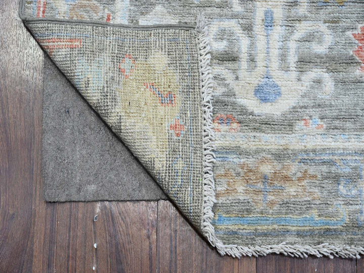 2'6" x 15'3" New Hand Knotted Grey Wool Runner Oriental Rug - MOA10289596