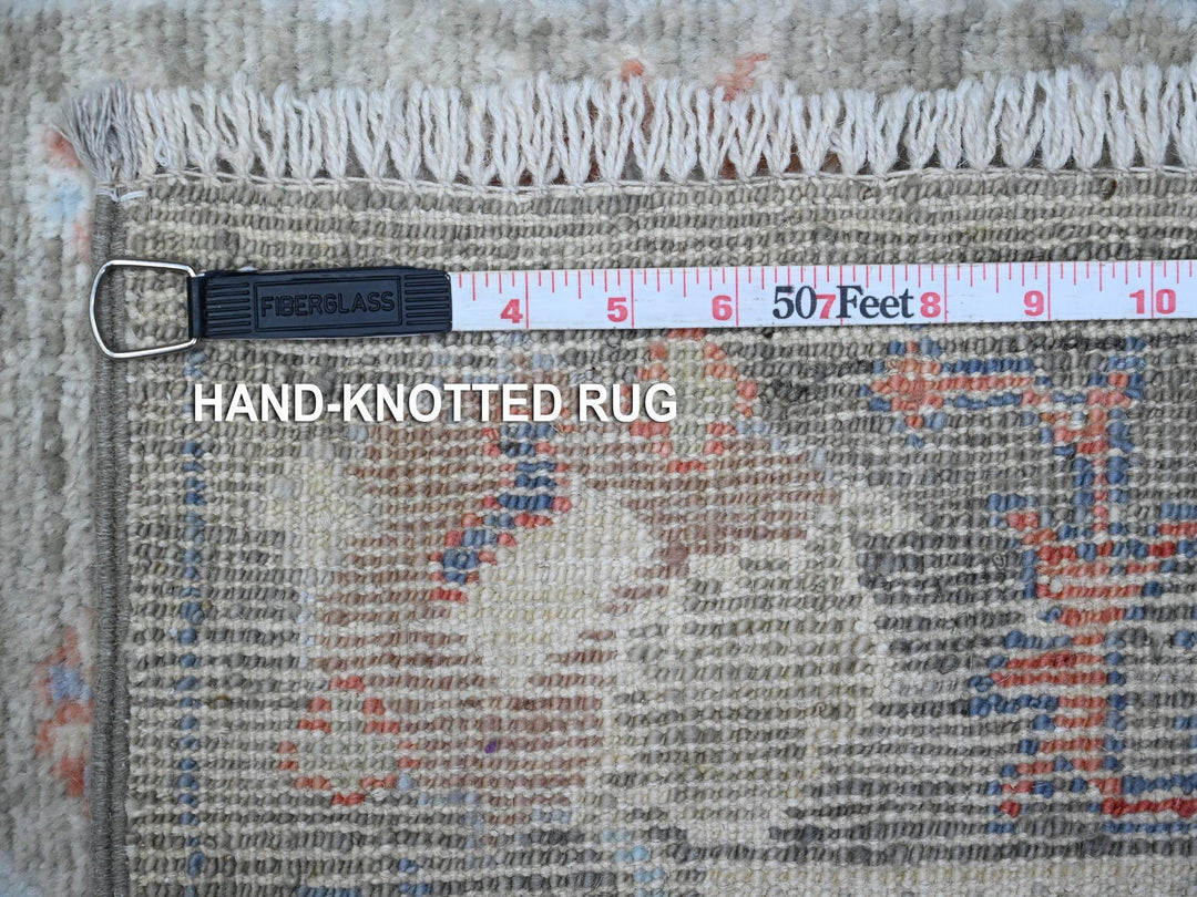 2'6" x 15'3" New Hand Knotted Grey Wool Runner Oriental Rug - MOA10289596