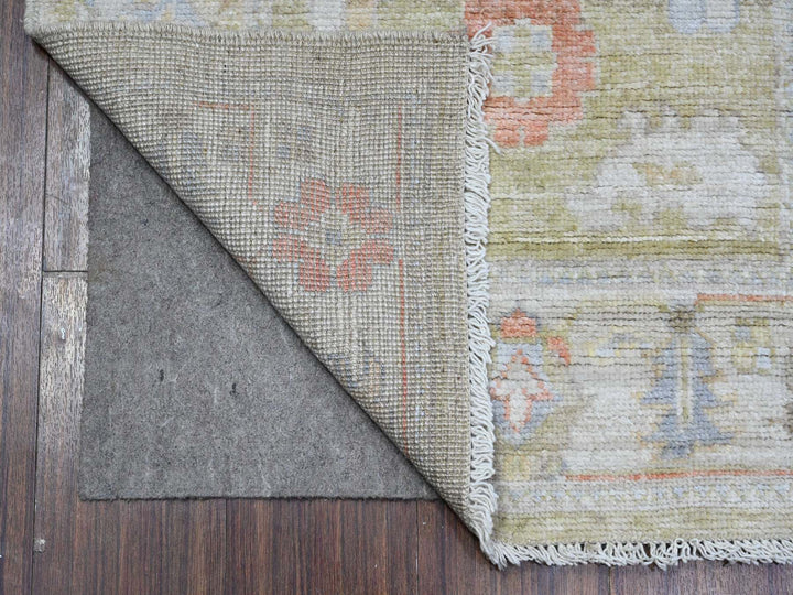 2'8" x 11'6" New Hand Knotted Green Wool Runner Oriental Rug - MOA10289600