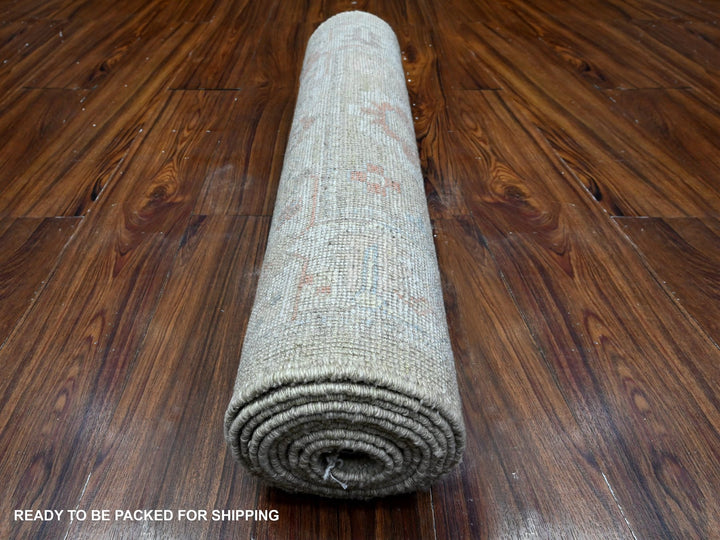2'8" x 11'6" New Hand Knotted Green Wool Runner Oriental Rug - MOA10289600