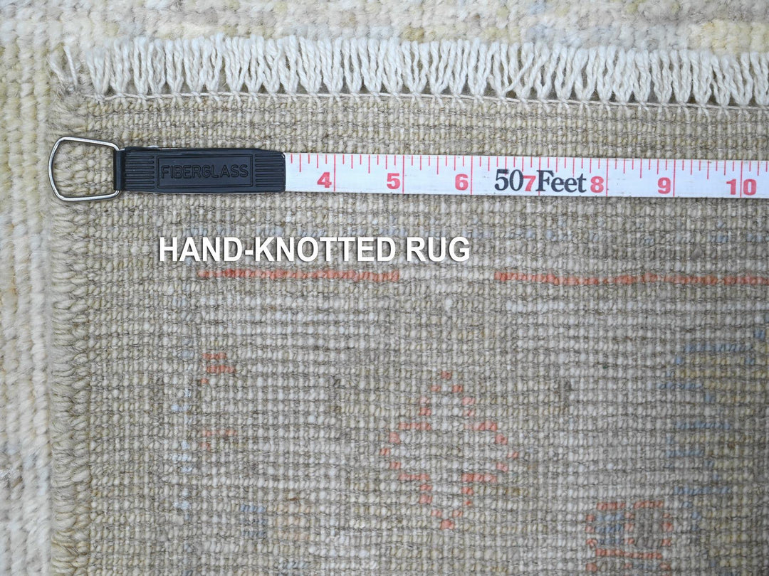 2'8" x 11'6" New Hand Knotted Green Wool Runner Oriental Rug - MOA10289600