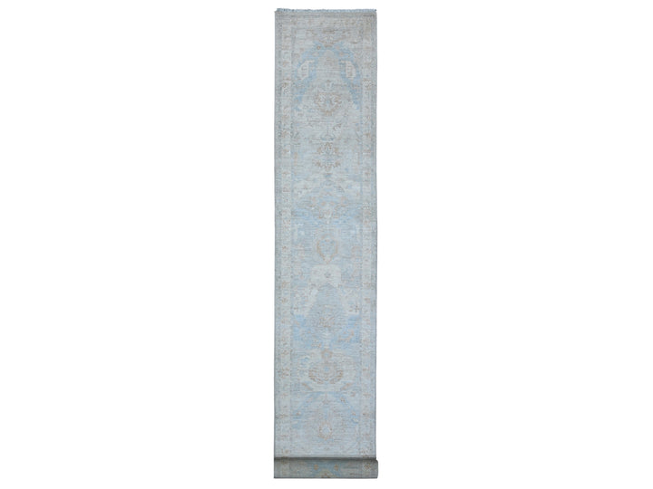2'6" x 18'10" New Hand Knotted Grey Wool Runner Oriental Rug - MOA10289602