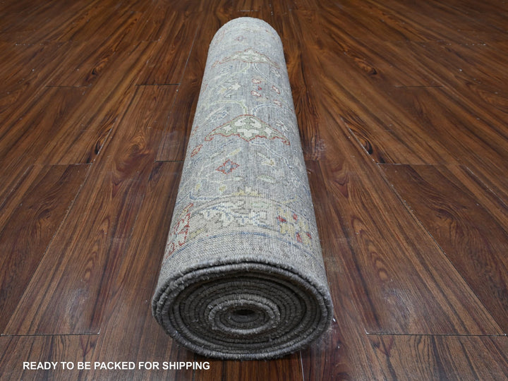 3'0" x 19'9" New Hand Knotted Grey Wool Runner Oriental Rug - MOA10289603