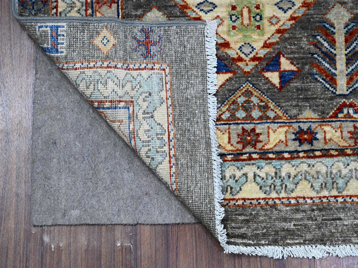 2'7" x 9'6" New Hand Knotted Grey Wool Runner Oriental Rug - MOA10289604
