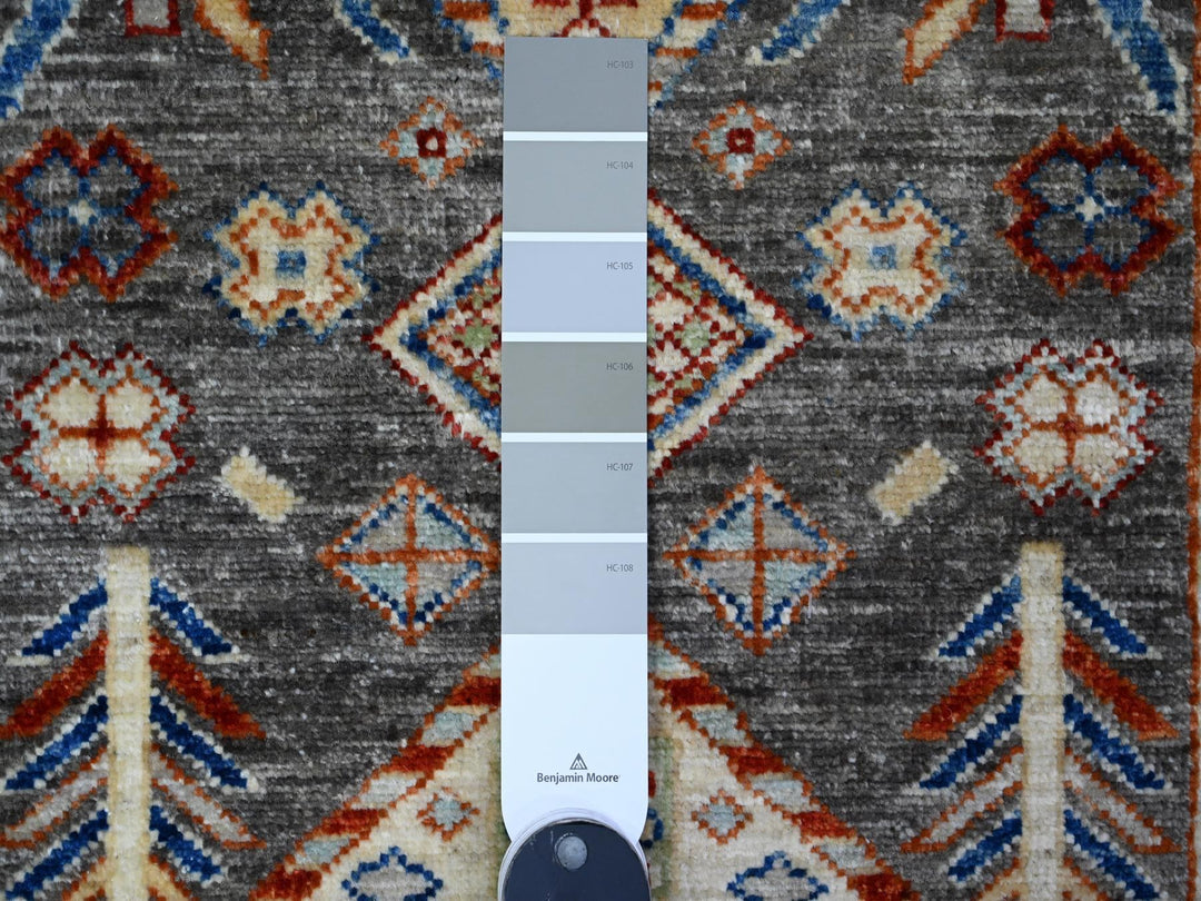 2'7" x 9'6" New Hand Knotted Grey Wool Runner Oriental Rug - MOA10289604