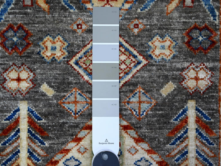 2'7" x 9'6" New Hand Knotted Grey Wool Runner Oriental Rug - MOA10289604