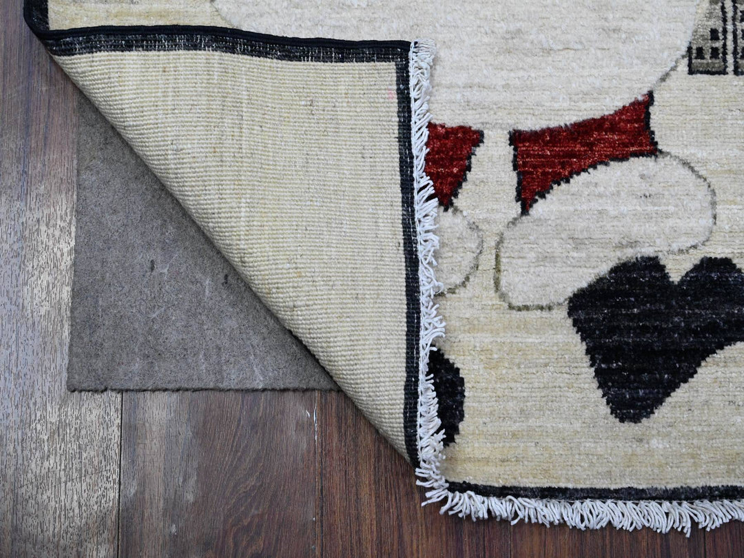 2'5" x 3'11" New Hand Knotted Ivory Wool Rectangle Oriental Rug - MOA10289605