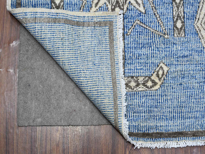 5'11" x 8'8" New Hand Knotted Blue Wool Rectangle Oriental Rug - MOA10289613