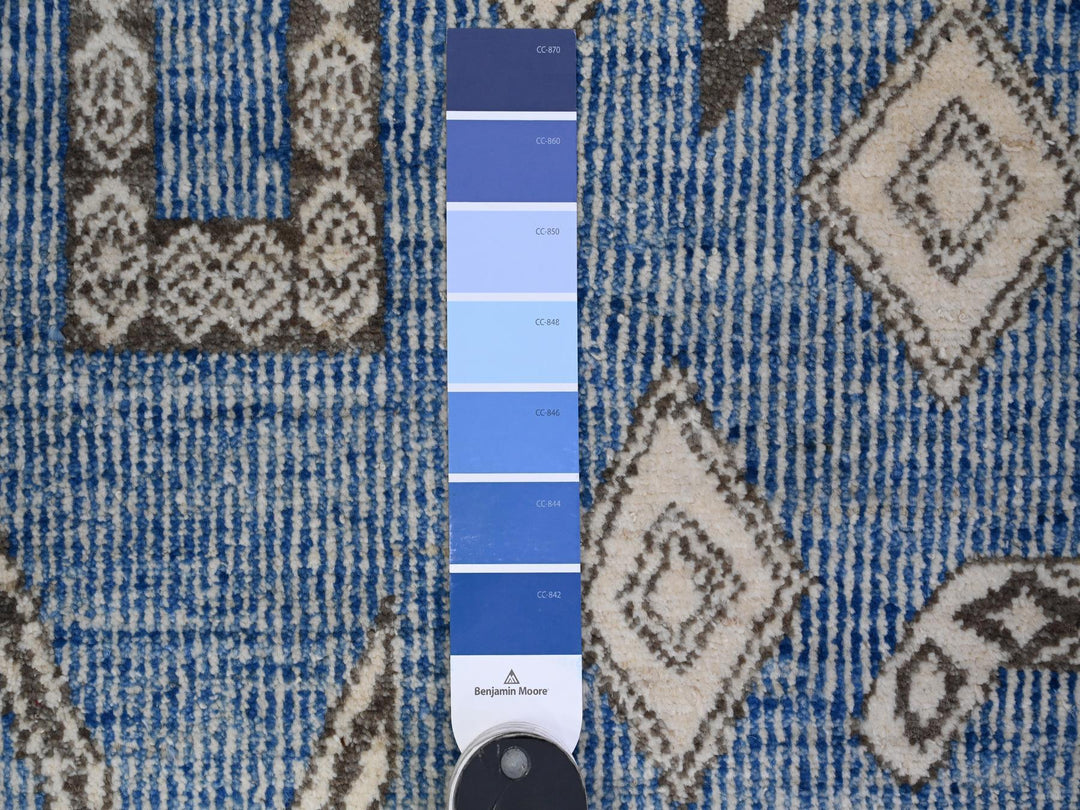 5'11" x 8'8" New Hand Knotted Blue Wool Rectangle Oriental Rug - MOA10289613