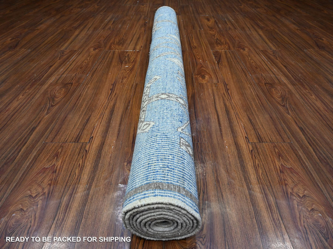 5'11" x 8'8" New Hand Knotted Blue Wool Rectangle Oriental Rug - MOA10289613