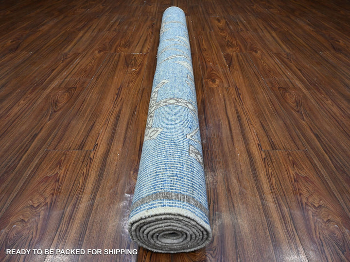 5'11" x 8'8" New Hand Knotted Blue Wool Rectangle Oriental Rug - MOA10289613