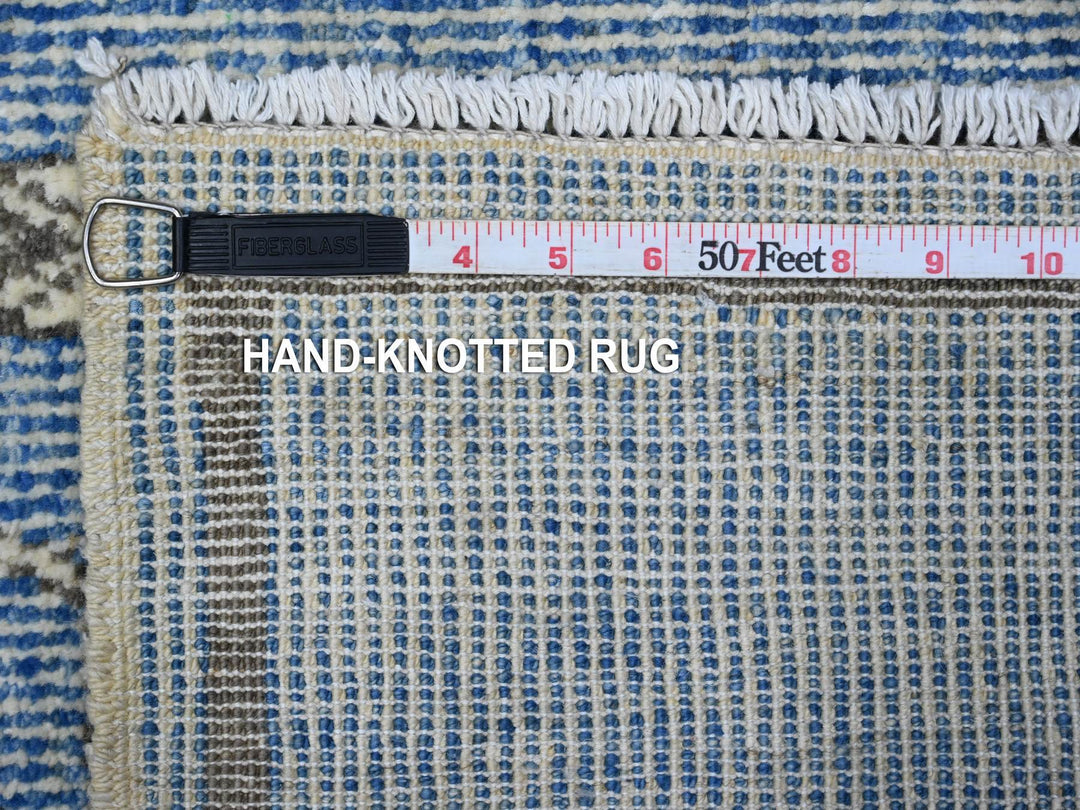 5'11" x 8'8" New Hand Knotted Blue Wool Rectangle Oriental Rug - MOA10289613