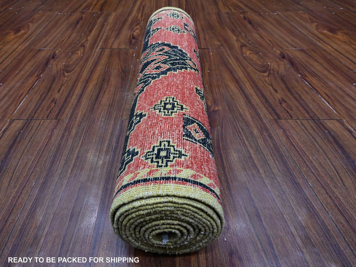 2'7" x 11'2" New Hand Knotted Red Wool Runner Oriental Rug - MOA10289615