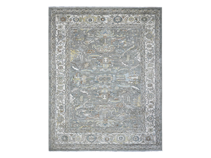 8'3" x 10'5" New Hand Knotted Grey Wool Rectangle Oriental Rug - MOA10289620