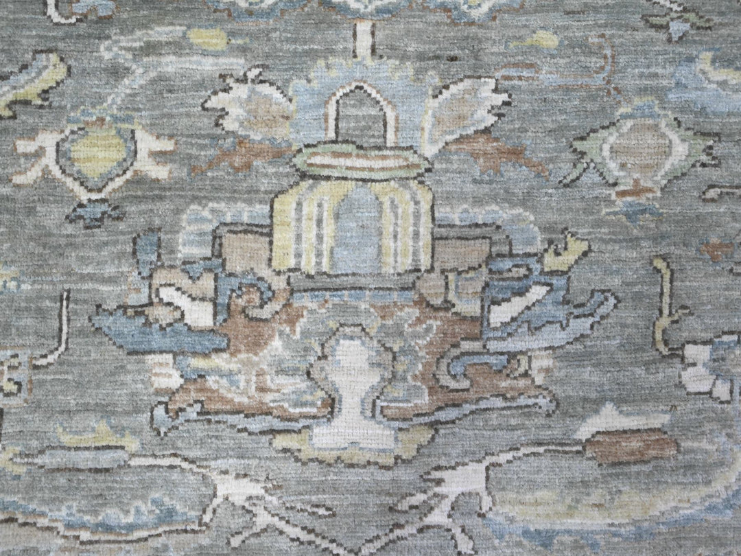 8'3" x 10'5" New Hand Knotted Grey Wool Rectangle Oriental Rug - MOA10289620