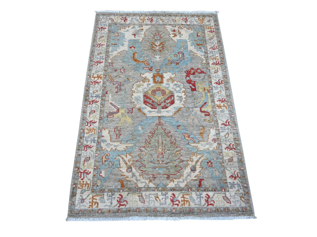 3'0" x 4'8" New Hand Knotted Grey Wool Rectangle Oriental Rug - MOA10289623