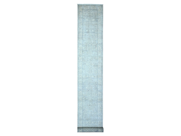 2'5" x 17'10" New Hand Knotted Grey Wool Runner Oriental Rug - MOA10289625