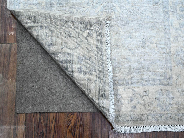 2'5" x 17'10" New Hand Knotted Grey Wool Runner Oriental Rug - MOA10289625