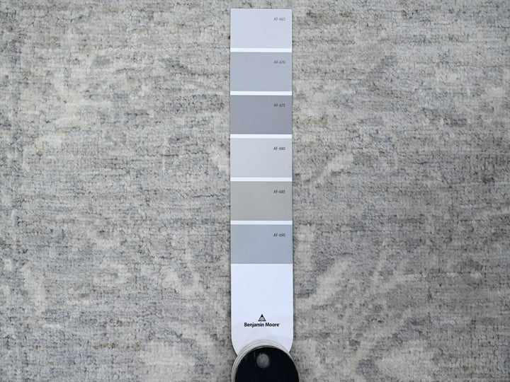 2'5" x 17'10" New Hand Knotted Grey Wool Runner Oriental Rug - MOA10289625