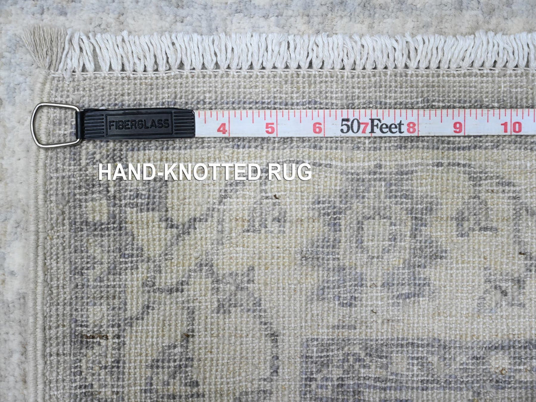 2'5" x 17'10" New Hand Knotted Grey Wool Runner Oriental Rug - MOA10289625