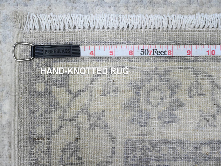 2'5" x 17'10" New Hand Knotted Grey Wool Runner Oriental Rug - MOA10289625