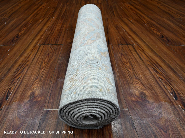 2'7" x 9'6" New Hand Knotted Grey Wool Runner Oriental Rug - MOA10289627
