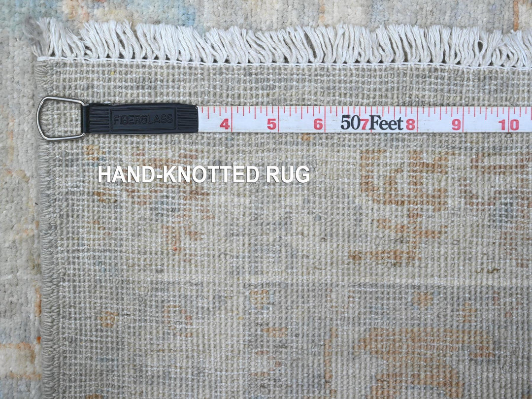 2'7" x 9'6" New Hand Knotted Grey Wool Runner Oriental Rug - MOA10289627