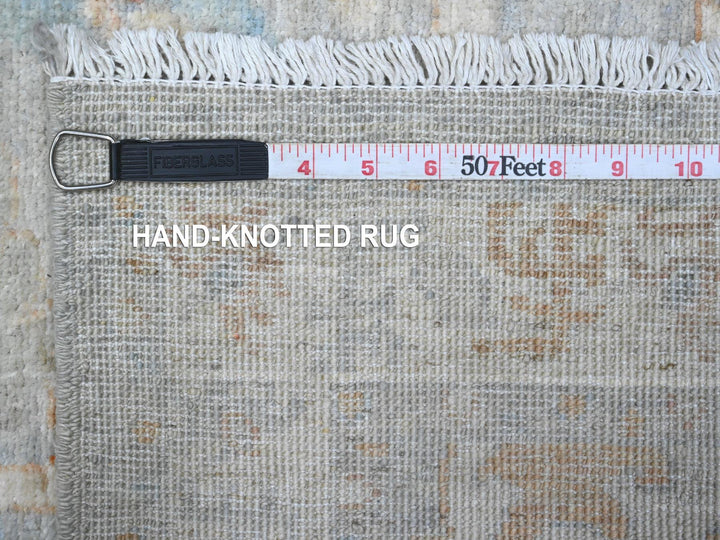 2'7" x 9'6" New Hand Knotted Grey Wool Runner Oriental Rug - MOA10289627