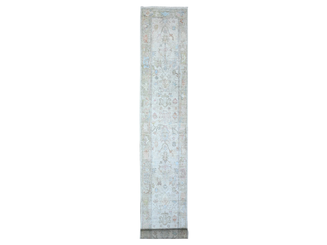 2'6" x 19'1" New Hand Knotted Grey Wool Runner Oriental Rug - MOA10289629