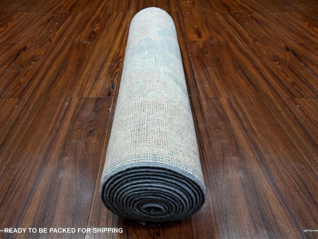 2'7" x 15'3" New Hand Knotted Blue Wool Runner Oriental Rug - MOA10289630