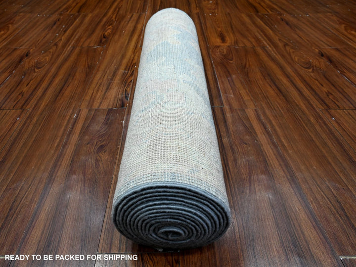 2'7" x 15'3" New Hand Knotted Blue Wool Runner Oriental Rug - MOA10289630