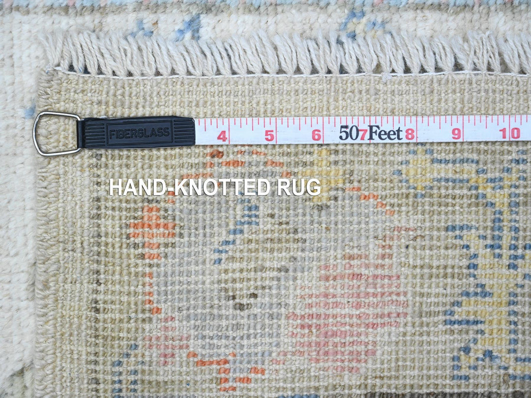 2'7" x 15'9" New Hand Knotted Grey Wool Runner Oriental Rug - MOA10289631