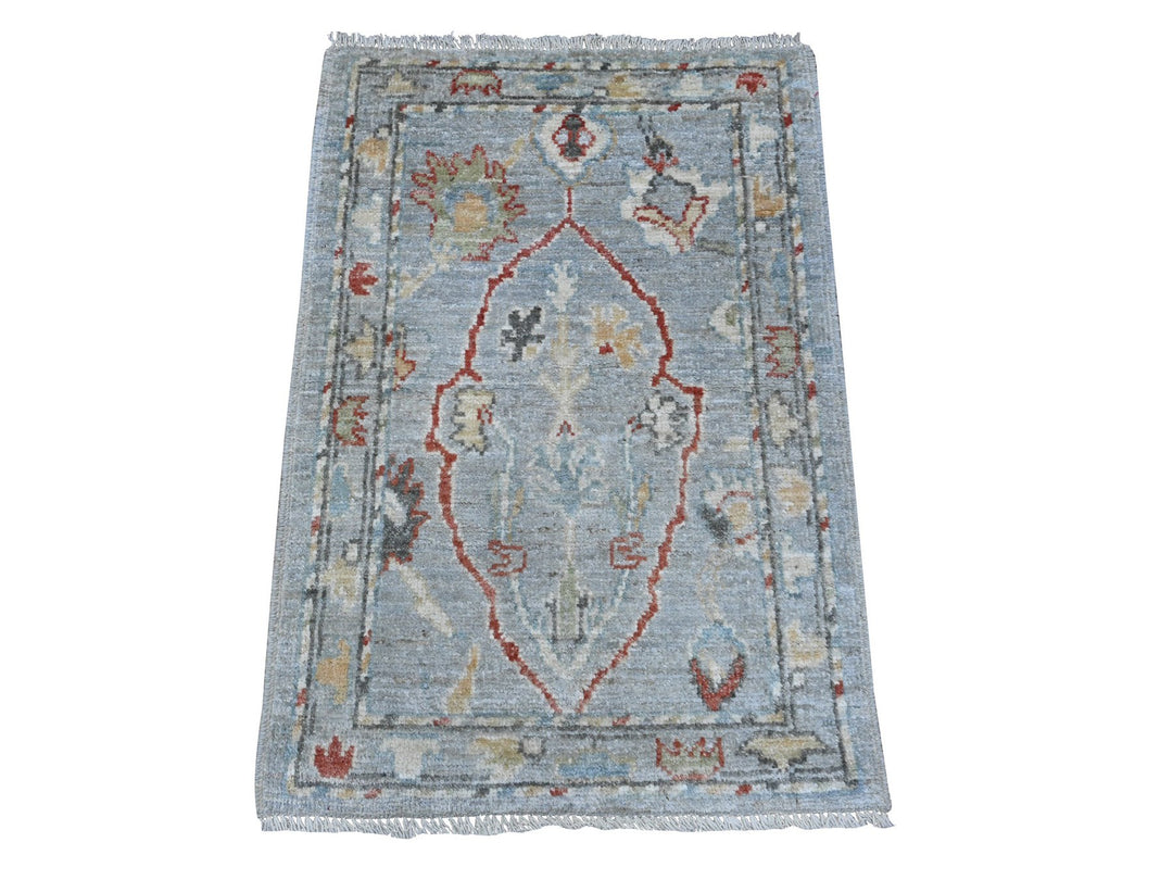 2'1" x 3'1" New Hand Knotted Grey Wool Rectangle Oriental Rug - MOA10289633