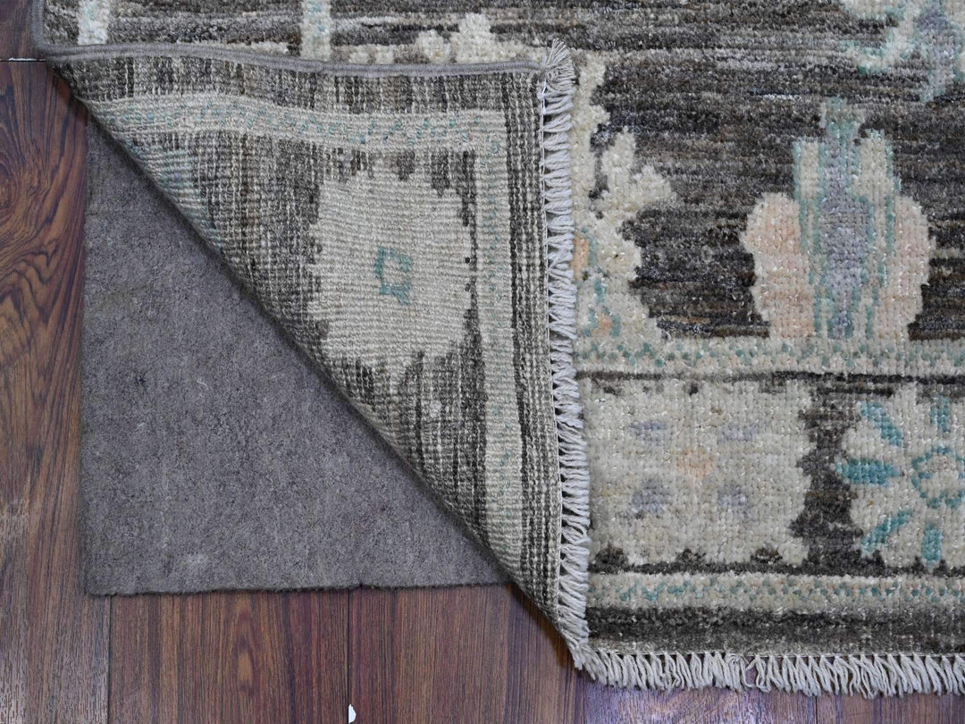 3'0" x 15'7" New Hand Knotted Grey Wool Runner Oriental Rug - MOA10289636