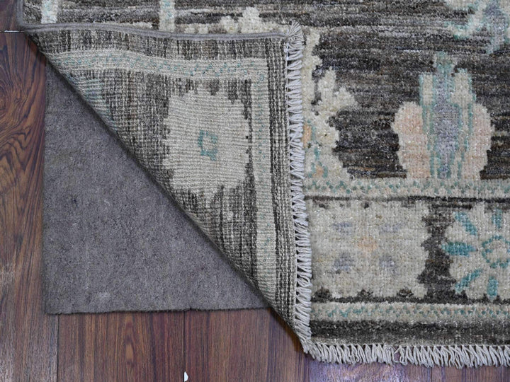 3'0" x 15'7" New Hand Knotted Grey Wool Runner Oriental Rug - MOA10289636
