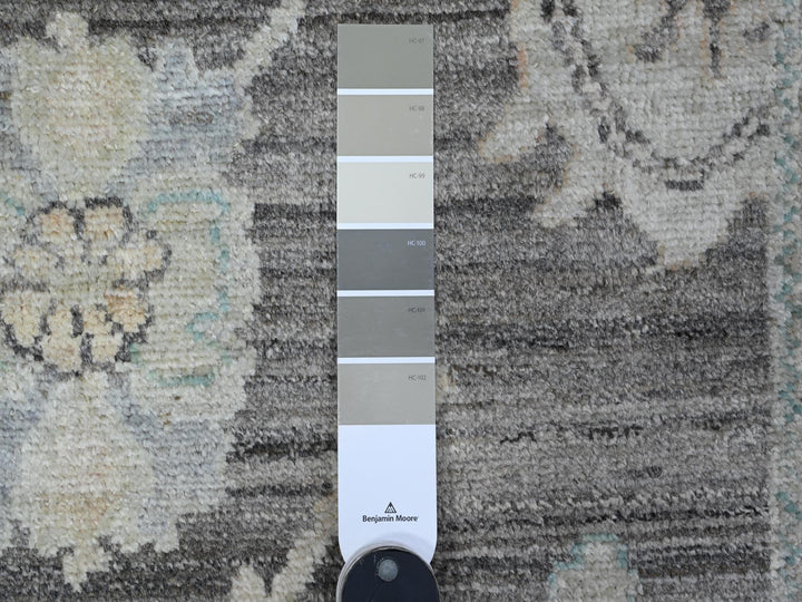 3'0" x 15'7" New Hand Knotted Grey Wool Runner Oriental Rug - MOA10289636
