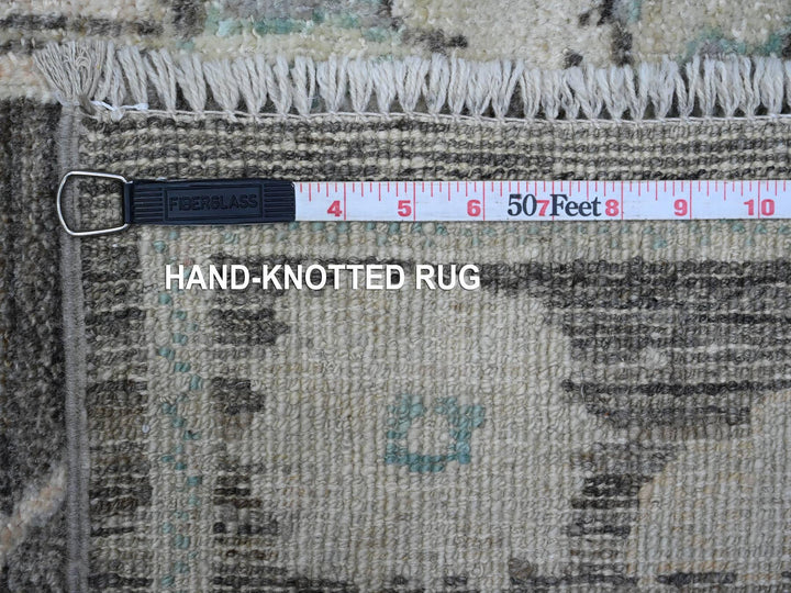 3'0" x 15'7" New Hand Knotted Grey Wool Runner Oriental Rug - MOA10289636