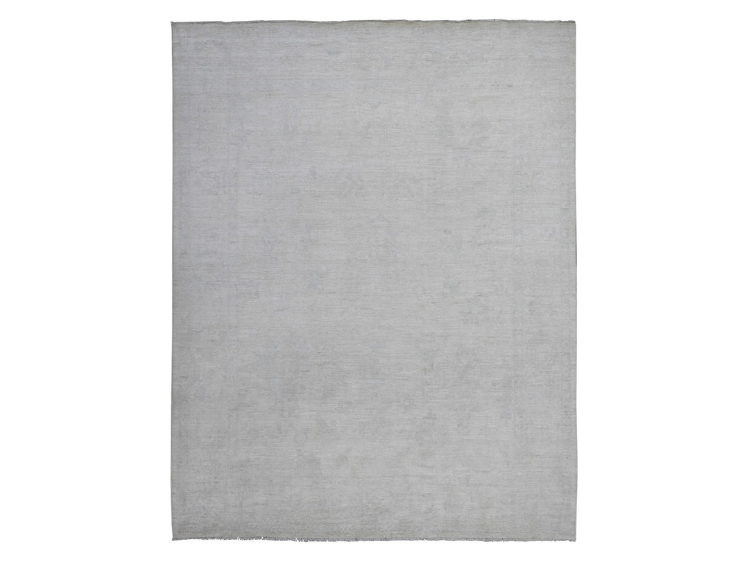 8'10" x 11'4" New Hand Knotted Ivory Wool Rectangle Oriental Rug - MOA10289645