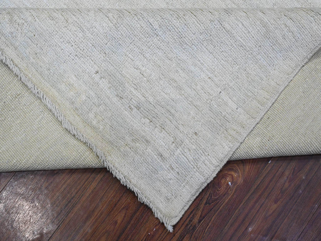 8'10" x 11'4" New Hand Knotted Ivory Wool Rectangle Oriental Rug - MOA10289645